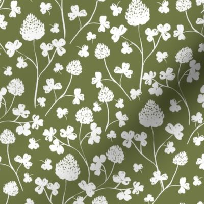 Wildflowers - White on Forest Green