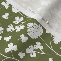 Wildflowers - White on Forest Green