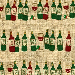 Holiday Wine on Burlap (Small Size)