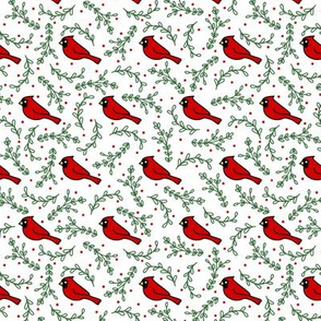 Christmas Cardinals on White