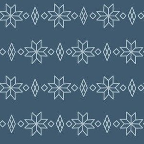 Fair Isle Snowflake Doodle on Blue