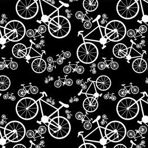 White Bicycles Black Background