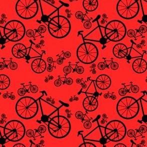 Black Bicycles Red Background