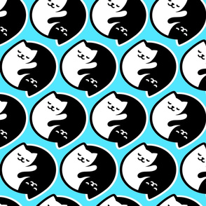 Large-Scale | Cute Cats Gifts Yin Yang Symbol Meditation Yoga Lovers