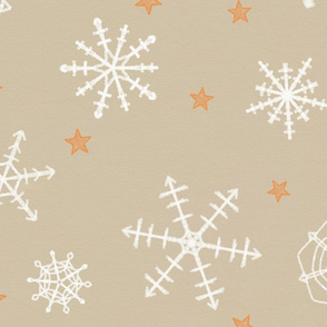 snowflakes and stars on Kraft paper large scale
