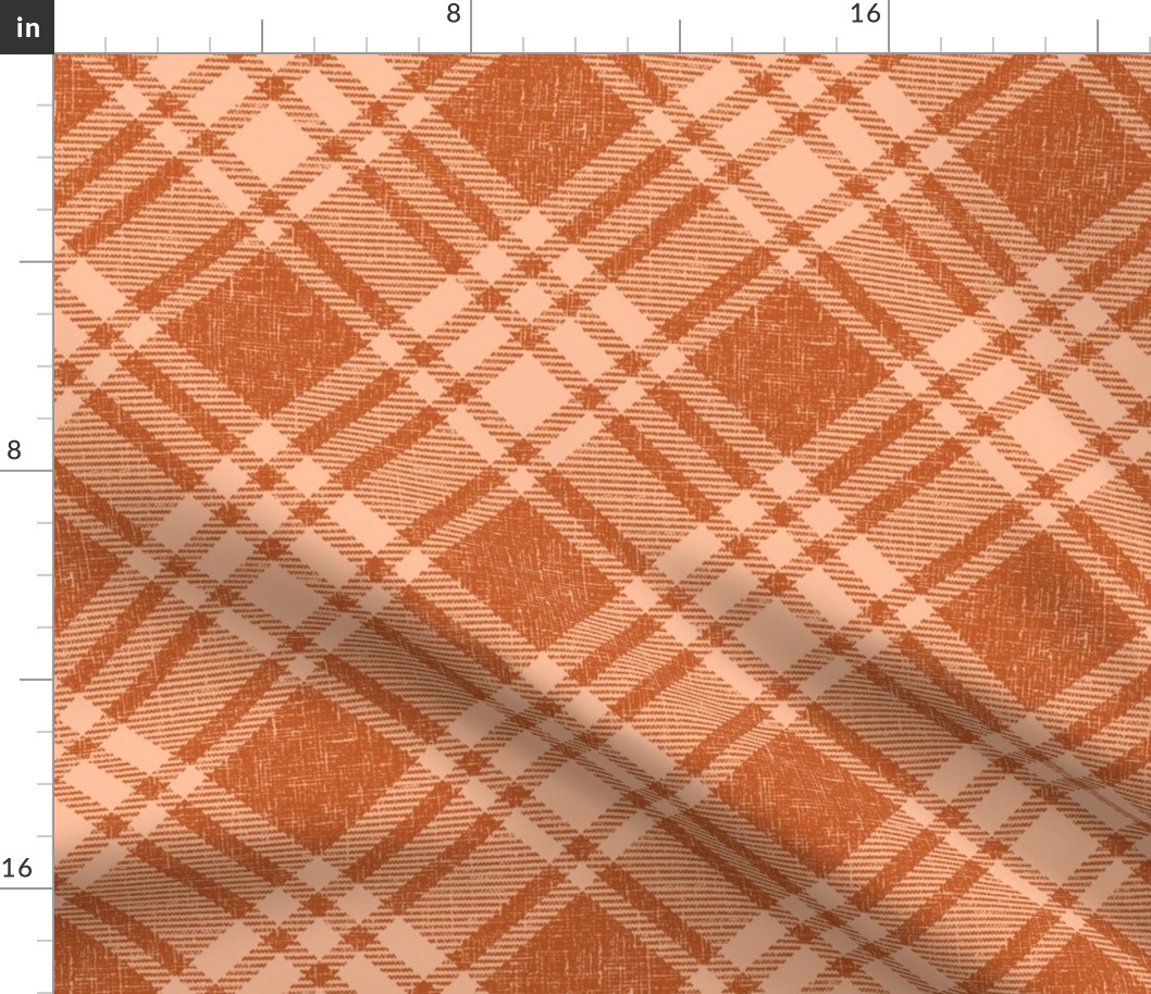 Retro Plaid copper orange diagonal large