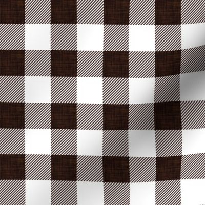 1" dark chocolate linen buffalo check