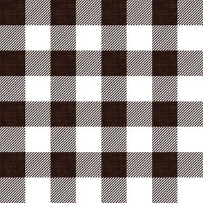 1" dark chocolate linen buffalo check