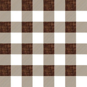 1" chocolate linen buffalo check