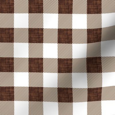 1" pecan linen buffalo check