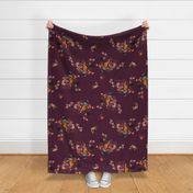 Autumn Neo-Classic Tossed Floral Ox Blood Large 