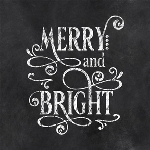 Merry and Bright Chalkboard Style 18 inch Square Sham