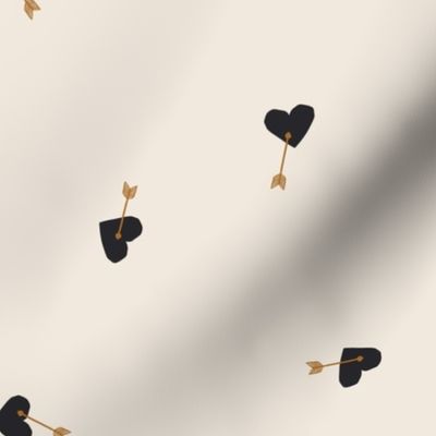 valentines day arrowed hearts in Dark Charcoal and gold
