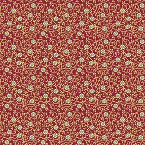 Floral Scrolls Burgandy