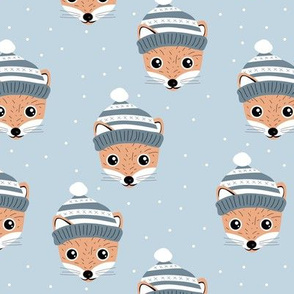 Little Scandinavian Woodland Christmas fox winter wonderland friends outback animals for kids cool baby blue gray orange