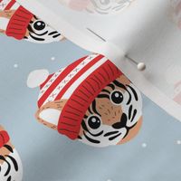 Little Christmas tiger winter wonderland friends outback animals for kids soft cool blue red