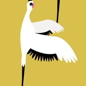 Summer is coming and so are the birds sweet Scandinavian minimal style crane bird flock mustard yellow gender neutral XXL rotated