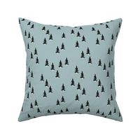 Little winter forest pine trees christmas design seasonal boho design blue black 