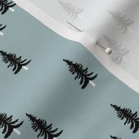 Little winter forest pine trees christmas design seasonal boho design blue black 