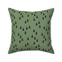 Little winter forest pine trees christmas design seasonal boho design green black