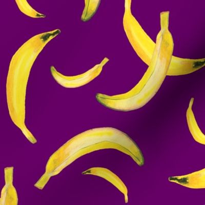 12" Watercolor Banana Pattern - Magenta