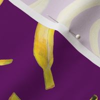 12" Watercolor Banana Pattern - Magenta