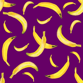 12" Watercolor Banana Pattern - Magenta