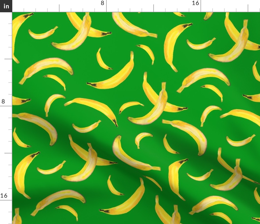 12" Watercolor Banana Pattern - Green