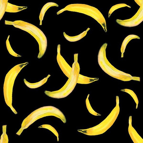 12" Watercolor Banana Pattern - Black