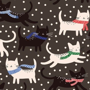 Cats in Colorful Scarves - dark