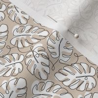Monstera Continuous Line - White Beige_25Size
