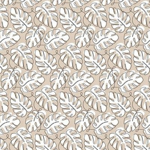 Monstera Continuous Line - White Beige_25Size