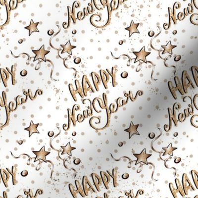 Happy New Year gold/white stars