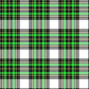 safety plaid white with bright green accents