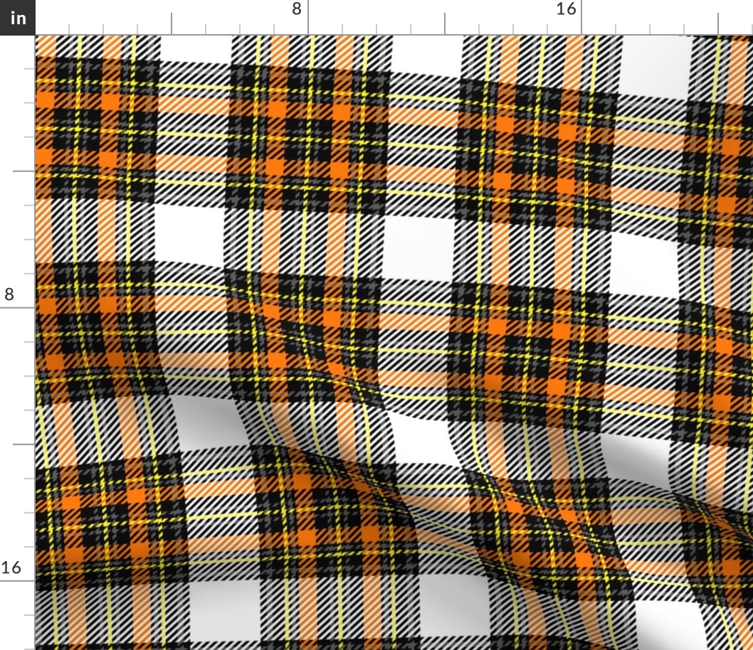 safety plaid white with bright orange accents