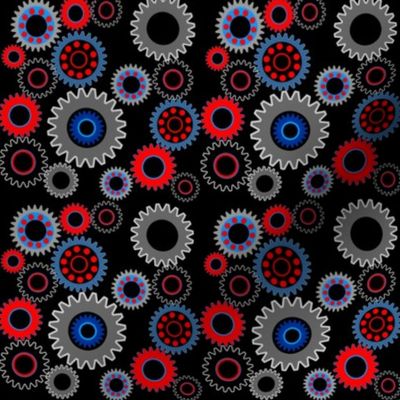 Colorful Gears Black Background