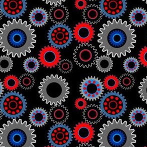 Colorful Gears Black Background