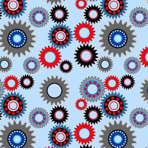 Colorful Gears Blue Background