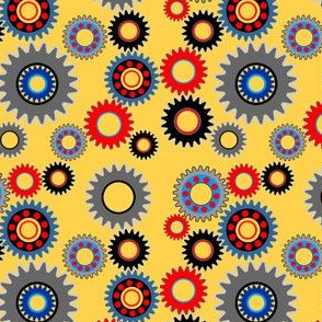 Colorful Gears Orange Background