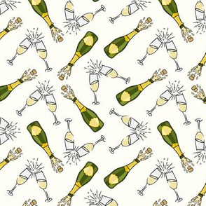 Celebrate! - Champagne bottle and glasses - New Year Celebration - cream - LAD20