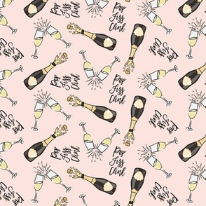 Pop Fizz Clink - Champagne bottle and glasses - New Year Celebration - pink w/ black bottle - LAD20