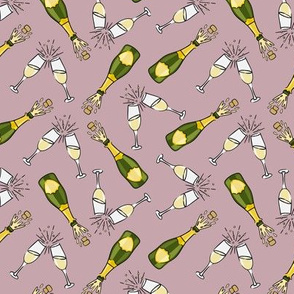 Celebrate! - Champagne bottle and glasses - New Year Celebration - mauve  - LAD20