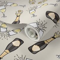 Celebrate! - Champagne bottle and glasses - New Year Celebration - beige  - LAD20