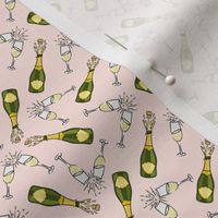 (small scale) Celebrate! - Champagne bottle and glasses - New Year Celebration - pink  - LAD20