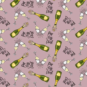 Pop Fizz Clink - Champagne bottle and glasses - New Year Celebration - mauve - LAD20