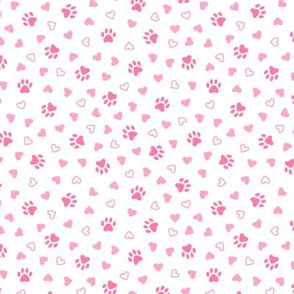 Paw Prints & Hearts in Pink