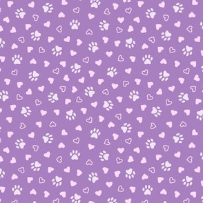 Paw Prints & Hearts in Purple