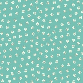 Paw Prints: Cream on Teal