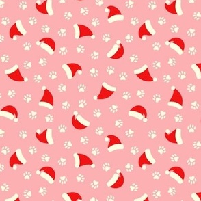 Paw Prints & Santa Hats on Pink