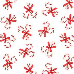 Crossed Candy Canes Tied With Bow on White